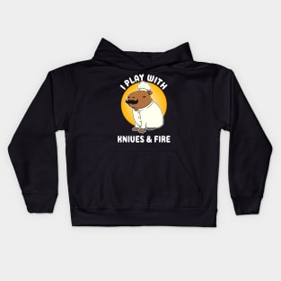 I play with knives and fire Capybara Chef Cartoon Kids Hoodie